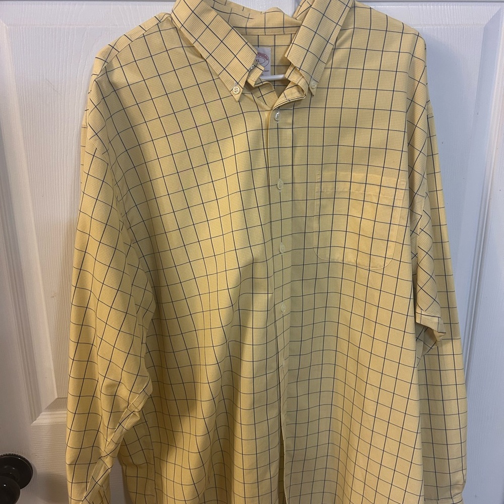 Brooks Brothers Yellow Checkered Men's Shirt